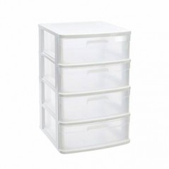 Bloco 4 Gavetas Plástico Sena 40x39x65cm Branco