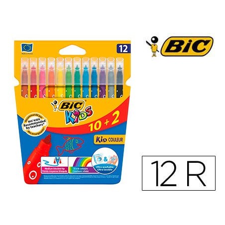 MARCADOR BIC KIDS COULEUR ESTOJO DE 10+2 CORES TINTA BASE DE