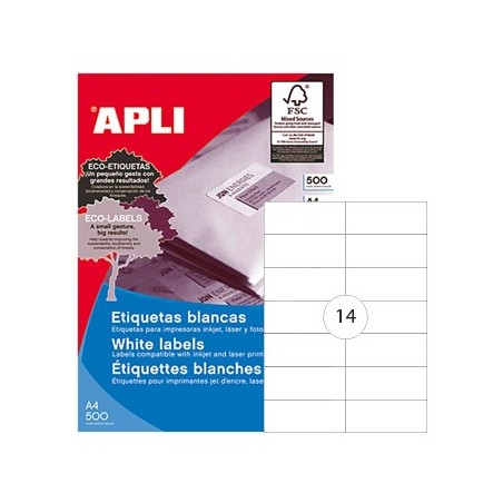 Etiquetas 105x42,4 Apli 500 Folhas A4 7000un