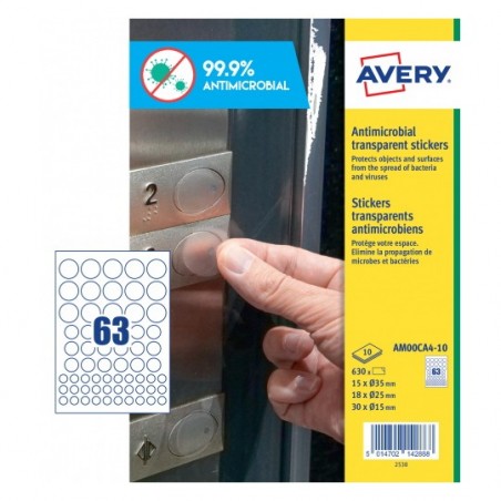 Avery - Etiquetas antibacterianas A4 (63x)