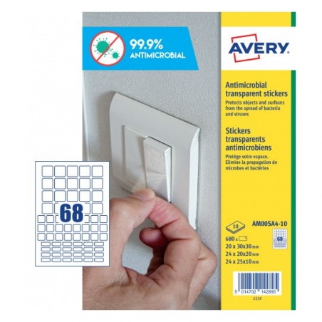 Avery - Etiquetas antibacterianas A4 (68x)