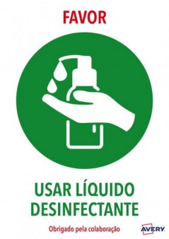Avery - Covid A4 - Usar líquido desinfectante