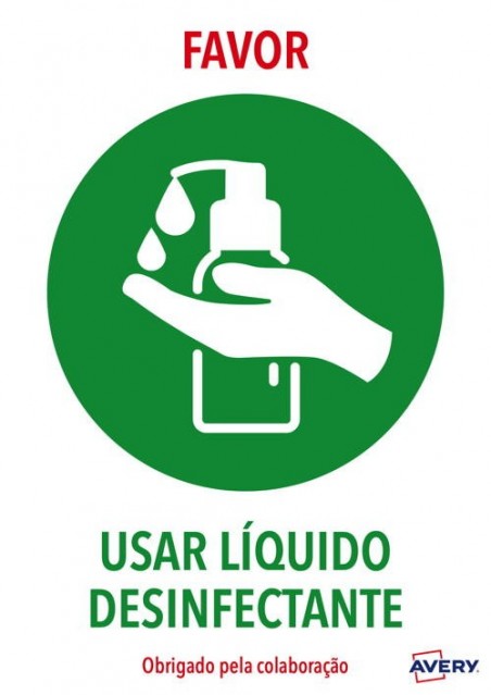 Avery - Covid A4 - Usar líquido desinfectante
