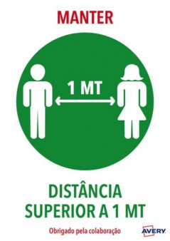 Avery - Covid A4 - Manter distância de 1 mt