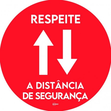 Avery - Covid Round Label (distância segurança, red)
