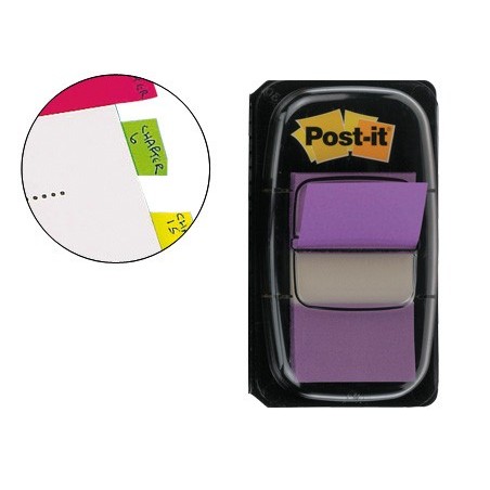 BANDAS POST-IT INDEX 3M, 25,4X43,1 MM, VIOLETA -DISPENSADOR