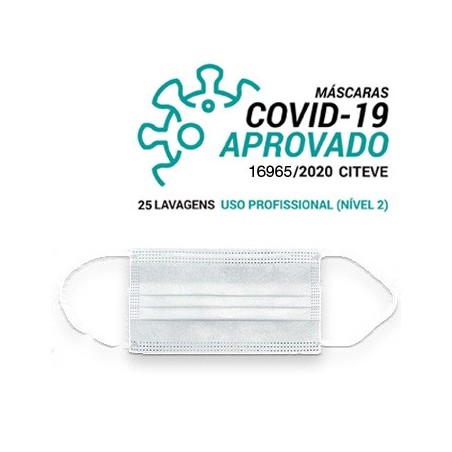 Máscara Reutilizável 25 Lavagens Adulto Branco Nivel 2 - 3un