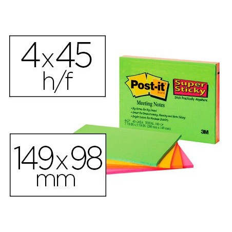 BLOCO DE NOTAS ADESIVAS POST-IT SUPER STICKY 149X98 MM COM