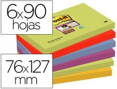 BLOCO DE NOTAS ADESIVAS POST-IT SUPER STICKY 76X127 MM COM 9