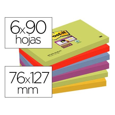 BLOCO DE NOTAS ADESIVAS POST-IT SUPER STICKY 76X127 MM COM 9