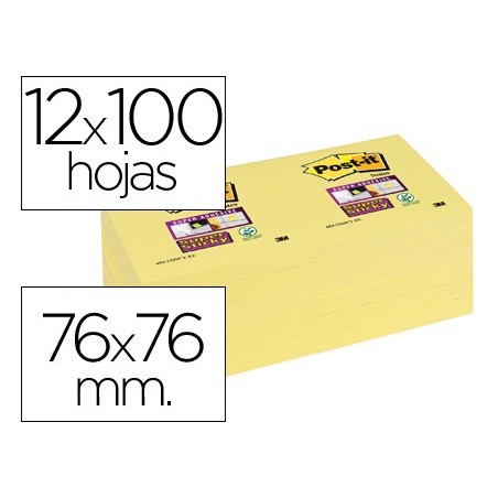 BLOCO DE NOTAS ADESIVAS POST-IT SUPER STICKY 76X76 MM CON