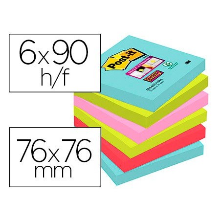 BLOCO DE NOTAS ADESIVAS POST-IT SUPER STICKY 76X76 MM COM 90