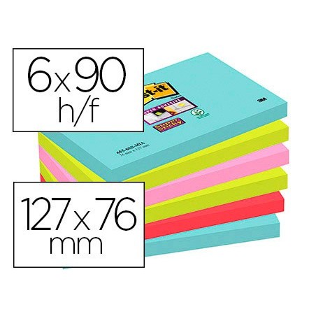 BLOCO DE NOTAS ADESIVAS POST-IT SUPER STICKY 76X127 MM COM 9