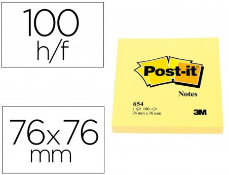 BLOCO DE NOTAS ADESIVAS POST-IT POST-IT AMARELO 76 X 76 MM