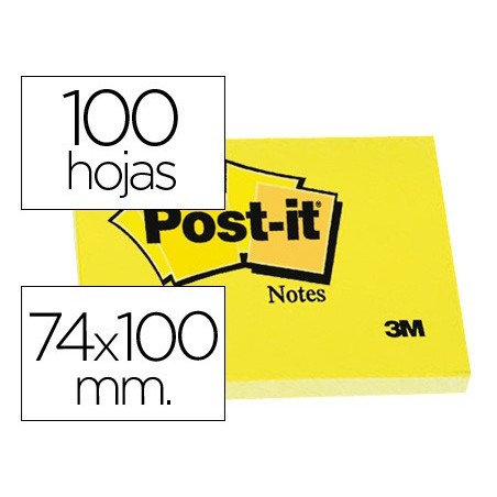 BLOCO DE NOTAS ADESIVAS POST-IT AMARELO 74 X 100 MM