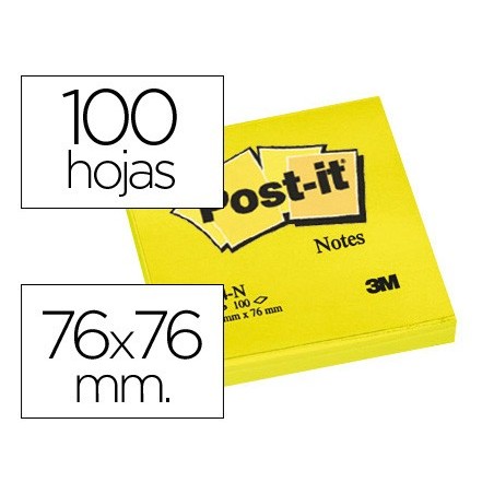 6un BLOCO NOTAS POST-IT ADESIVAS AMARELO 76 X 76 MM