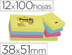 BLOCO NOTAS POST-IT ADESIVAS NEON. 38 X 51 MM