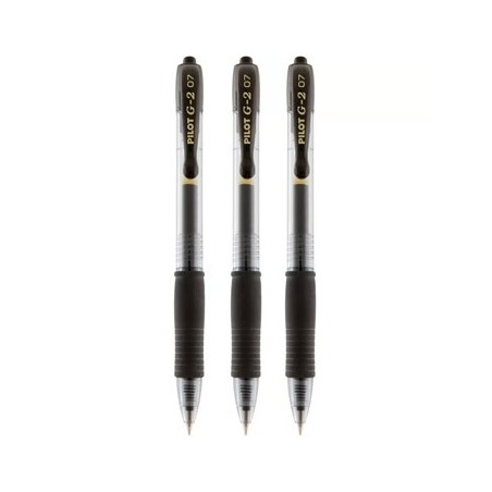 Esferográfica Preto 0,7mm Gel Retrátil Pilot G-2 3un