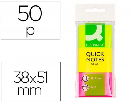 BLOCO DE NOTAS ADESIVAS Q-CONNECT FLUORESC. 40 X 50 MM