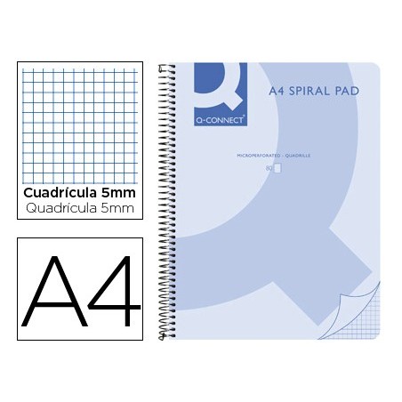 CADERNO ESPIRAL Q-CONNECT DIN-A4 80FLS 70 GR. QUADRICULADO 5