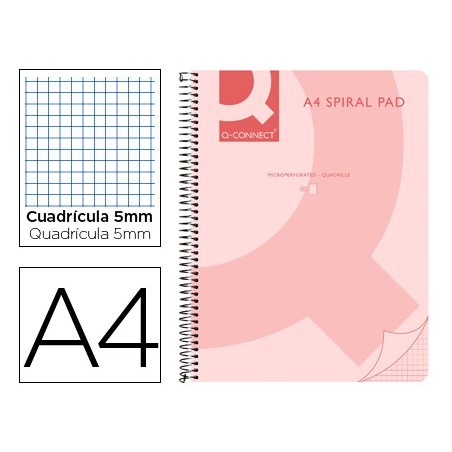 CADERNO ESPIRAL Q-CONNECT DIN-A4 80FLS 70 GR. QUADRICULADO 5