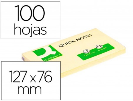 BLOCO DE NOTAS ADESIVAS Q-CONNECT AMARELO 75 X 125 MM