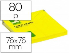 BLOCO DE NOTAS ADESIVAS Q-CONNECT AMARELO FLUORESC. 75X75MM