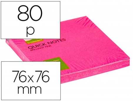 BLOCO DE NOTAS ADESIVAS Q-CONNECT ROSA FLUORESC. 75 X 75 MM