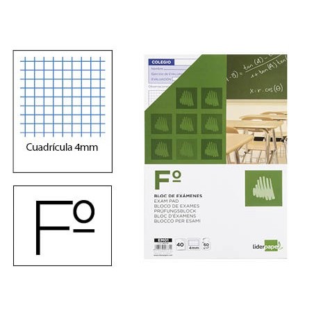 BLOCO EXAMES LIDERPAPEL QUADRICULA 4 MM FOLI 40 FOLHAS 60G/M