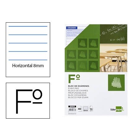 BLOCO EXAMES LIDERPAPEL HORIZONTAL FOLIO 40 FOLHAS 60G/M2