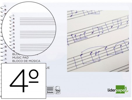 BLOCO MUSICA LIDERPAPEL QUARTO 20 FLS AO BAIXO PENTAGRAMA