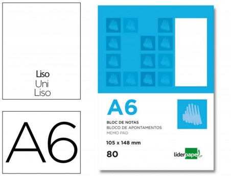 BLOCO DE APONTAMENTOS LIDERPAPEL DIN A6 80 F LISO