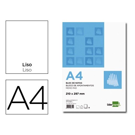 BLOCO DE APONTAMENTOS LIDERPAPEL DIN A4 80 F LISO