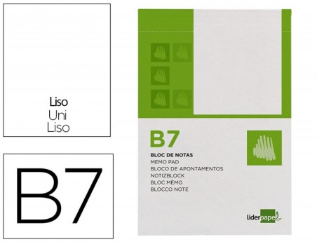 BLOCO DE APONTAMENTOS LIDERPAPEL DIN B7 80 FOLHAS LISO