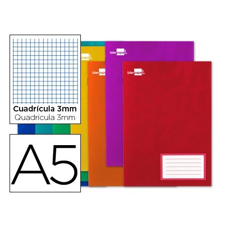 CADERNO ESCOLAR LIDERPAPEL 32 FOLHAS DIN A5 QUADRICULA 3 MM