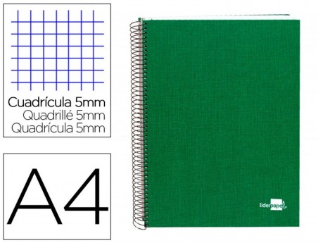 CADERNO ESPIRAL PAPER COAT 160 FLS A4 QUAD VERDE