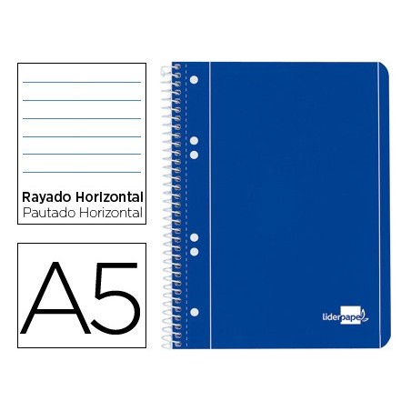 CADERNO ESPIRAL LIDERPAPEL CAPA AZUL 80 FOLHAS DIN A5 PAUTAD
