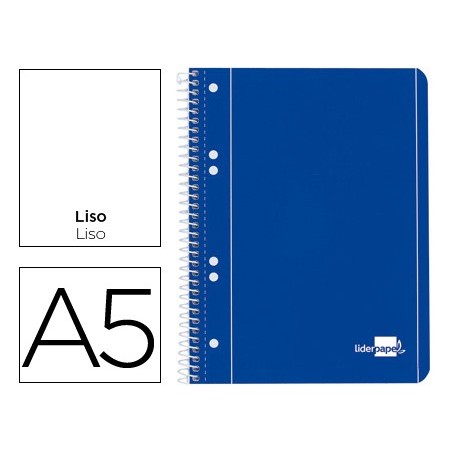 CADERNO ESPIRAL LIDERPAPEL CAPA AZUL 80 FOLHAS DIN A5 LISO