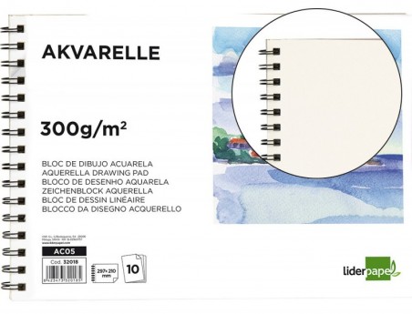 BLOCO DESENHO AGUARELA LIDERPAPEL ESPIRAL 230X325MM 10 FOLHA