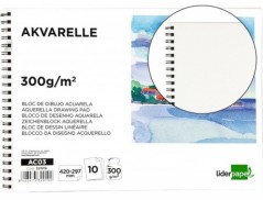 BLOCO DESENHO AGUARELA LIDERPAPEL ESPIRAL A3 420X297MM 10 FO