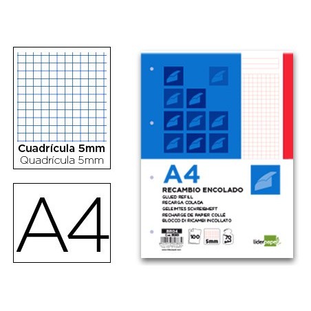 BLOCO/RECARGA COLADO A4 100 FLS VERMELHO