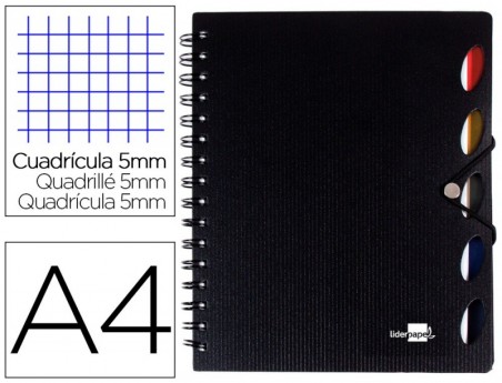 CADERNO ESPIRAL LIDERPAPEL EXECUTIVE 100 FLS A4 PRETO QUAD