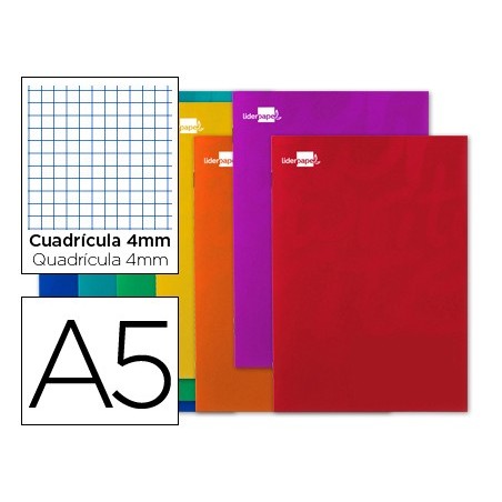 CADERNO ESCOLAR AGRAFADO LIDERPAPEL 80 FOLHAS DIN A5 QUAD 60