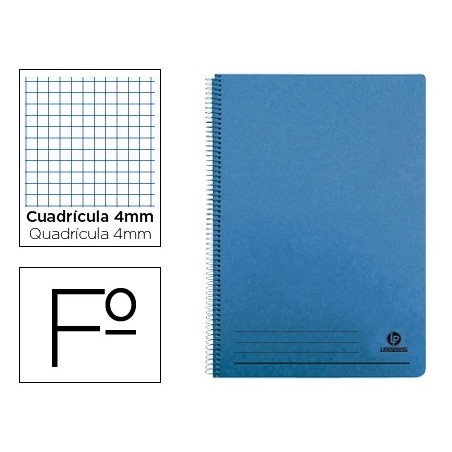 5un CADERNO ESPIRAL LIDERPAPEL FOLIO 100 F QUADRICULA DE 4 M