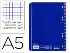 5un CADERNO ESPIRAL LIDERPAPEL CAPA AZUL 80 FLS.A5 QUAD