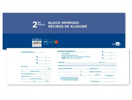 5un LIVRO DE RECIBOS DE ALUGUER 295 X 105 MM COM CANHOTO