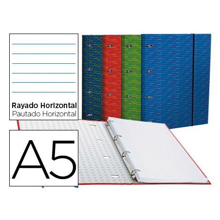 4un PASTA ANEIS LIDERPAPEL DIN-A5 FORRADA COM RECARGA 120 FO