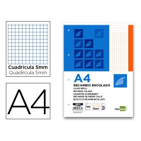 5un BLOCO/RECARGA COLADO A4 100 FLS LARANJA