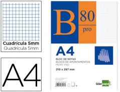 BLOCO DE NOTAS LIDERPAPEL COLADO PRO 80 FOLHAS DIN A4 QUAD V