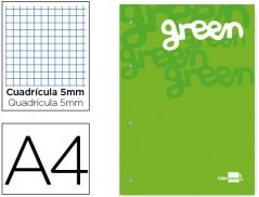 RECARGA COLADA LIDERPAPEL QUADRICULA DE 5 MM VERDE A4 NATURA
